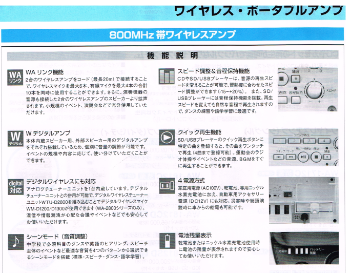 オープニング 晃栄産業  店TOA 800MHZ帯ワイヤレスアンプ シングル CD SD USB付き WA-2700SC 4309 